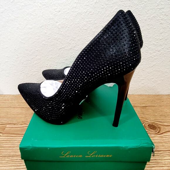 Lauren Lorraine Womens Shoes Size 9 Black High Heels Pumps DORI NIB Pointed Toe - Picture 5 of 8